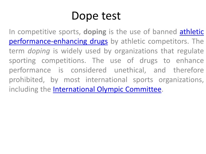 Doping Testing in Competitive Sports