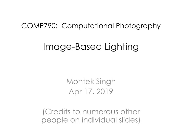 Image-Based Lighting in Computational Photography