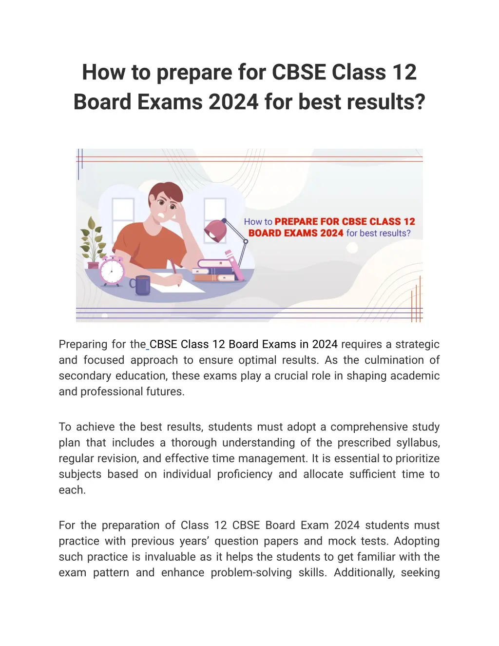 how to prepare for cbse class 12 board exams 2024 n.