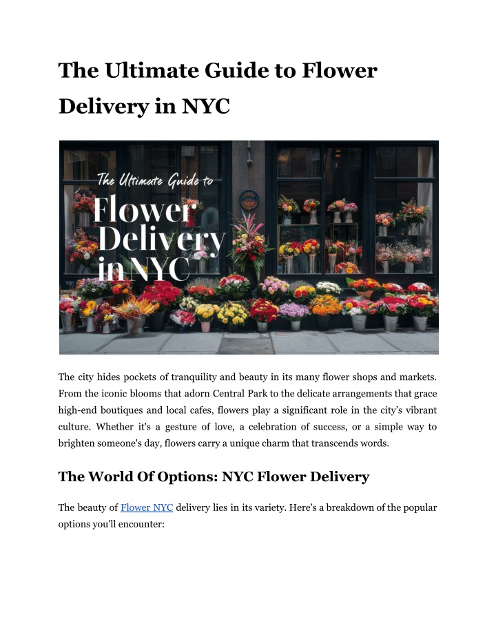 the ultimate guide to flower n.w
