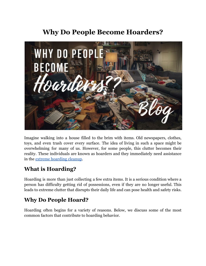 why do people become hoarders n.w