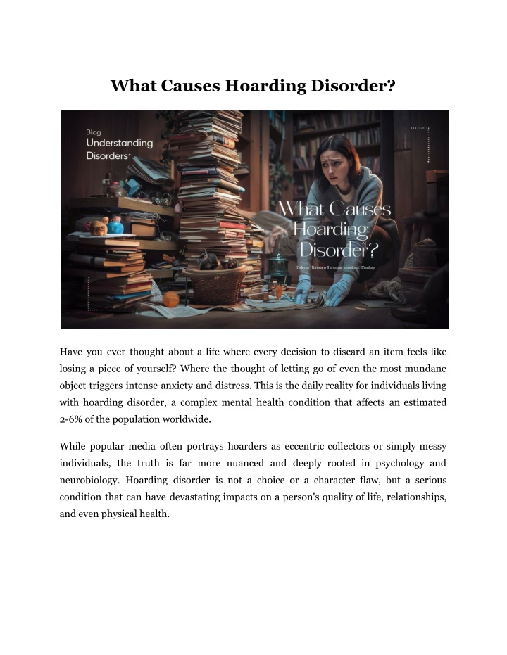 what causes hoarding disorder n.w