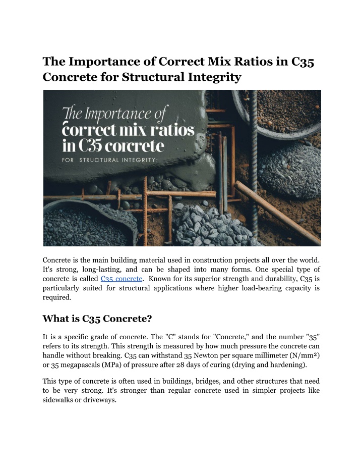 the importance of correct mix ratios n.w