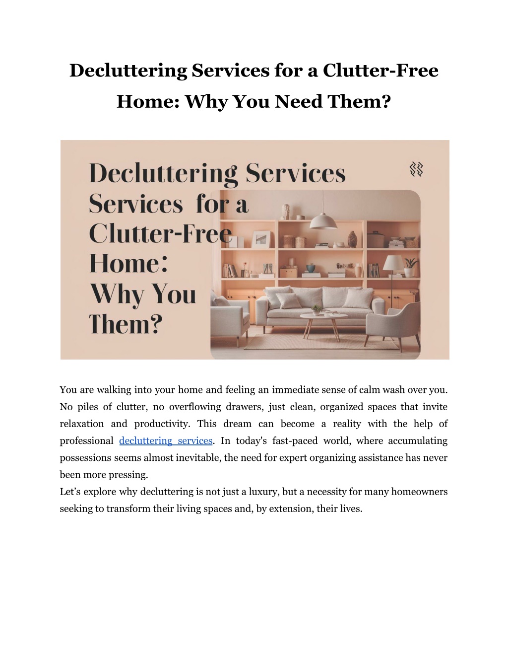 decluttering services for a clutter free l.w