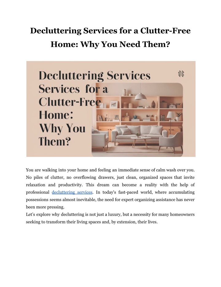 decluttering services for a clutter free n.w