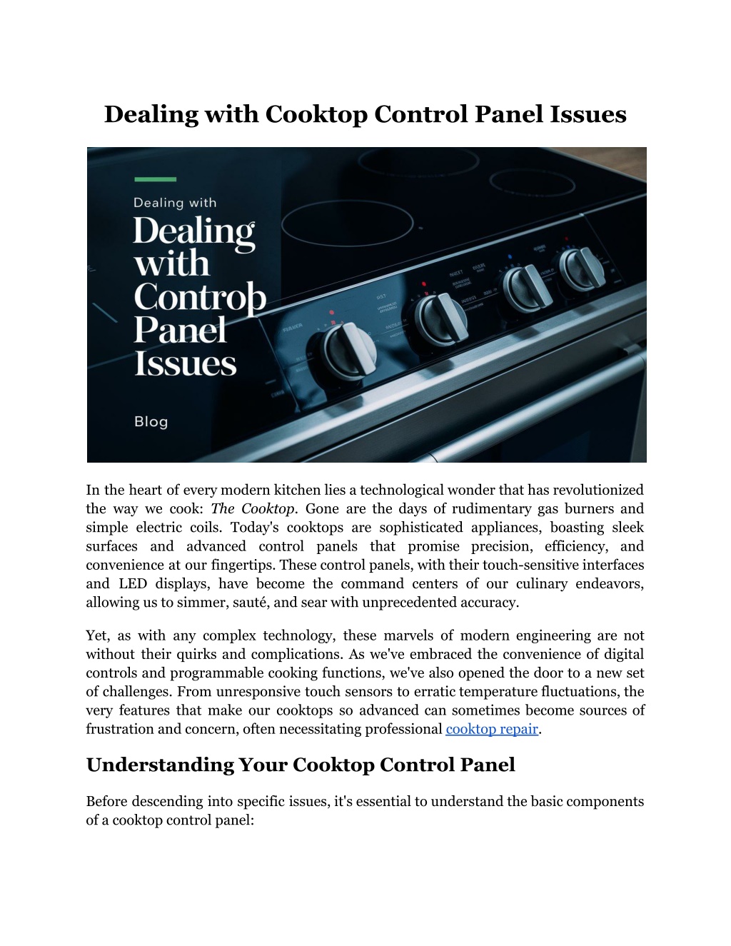 dealing with cooktop control panel issues l.w