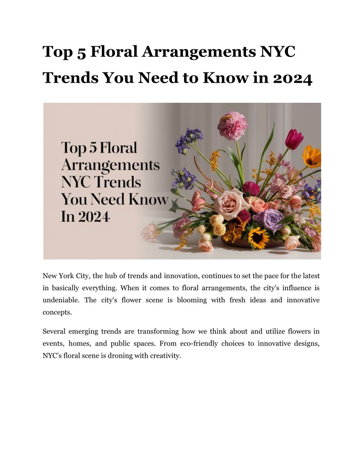 top 5 floral arrangements nyc n.w