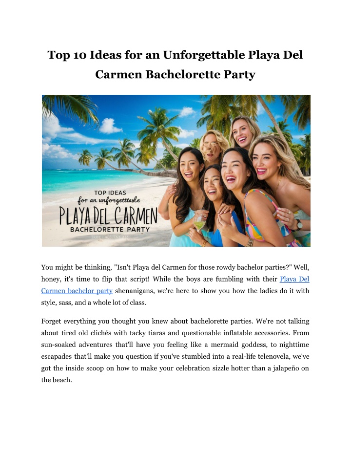 top 10 ideas for an unforgettable playa del n.w