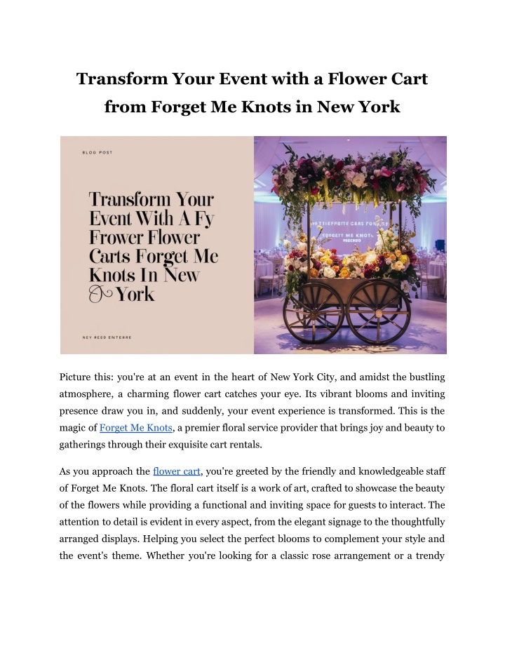 transform your event with a flower cart n.w