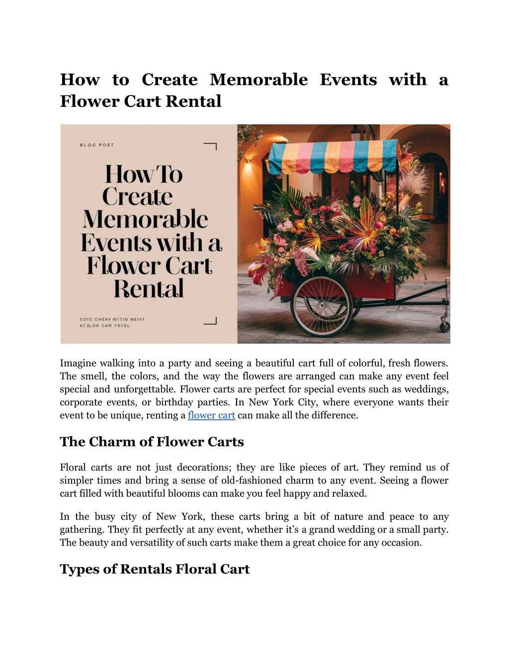 how to create memorable events with a flower cart l.w