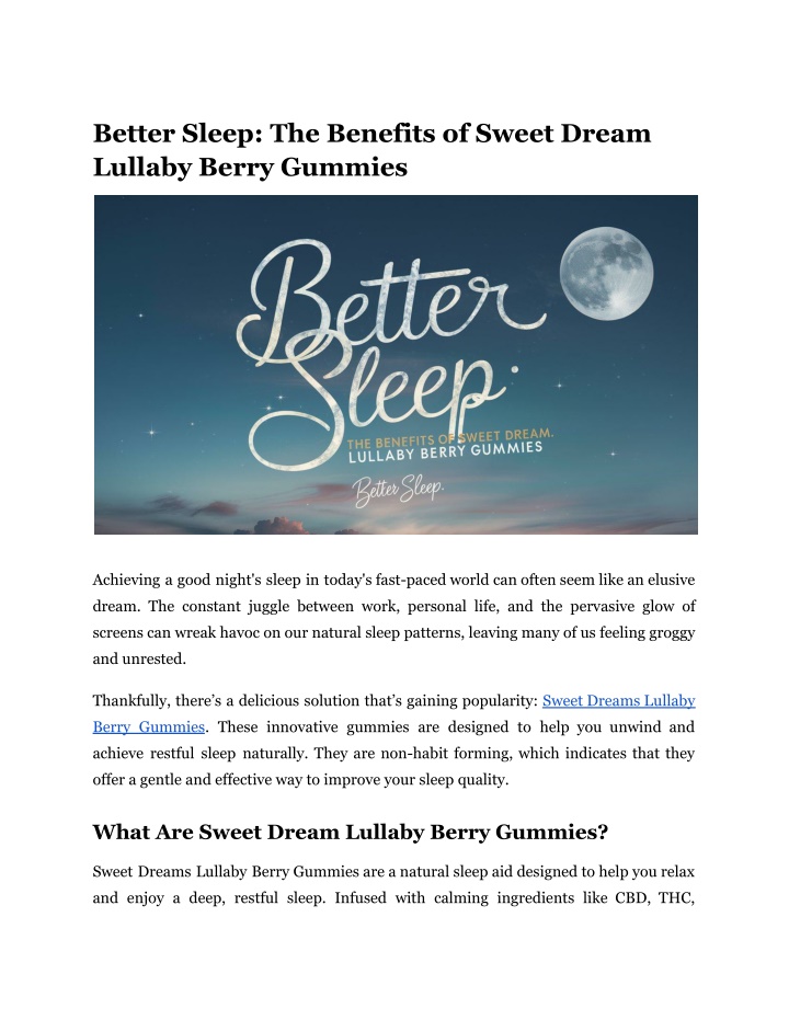 better sleep the benefits of sweet dream lullaby n.w