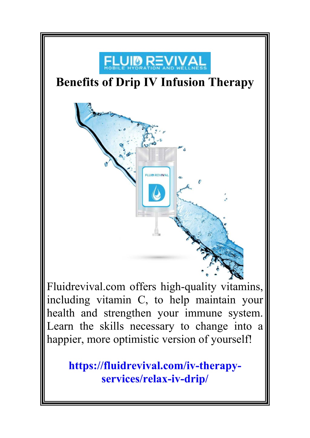 benefits of drip iv infusion therapy l.w