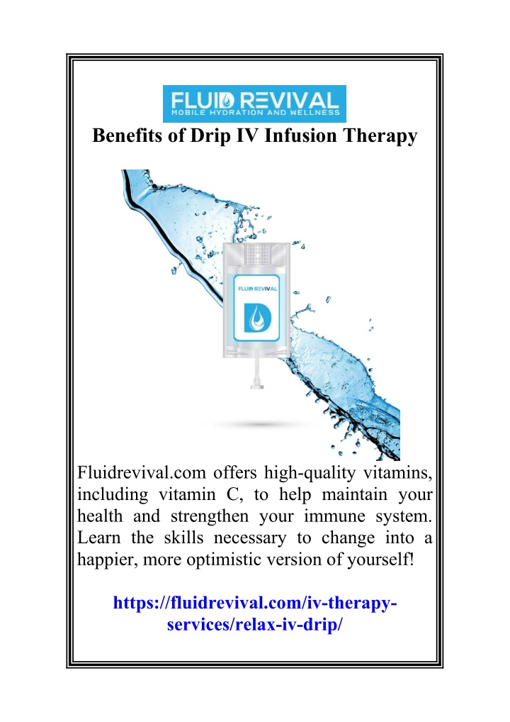 benefits of drip iv infusion therapy n.w