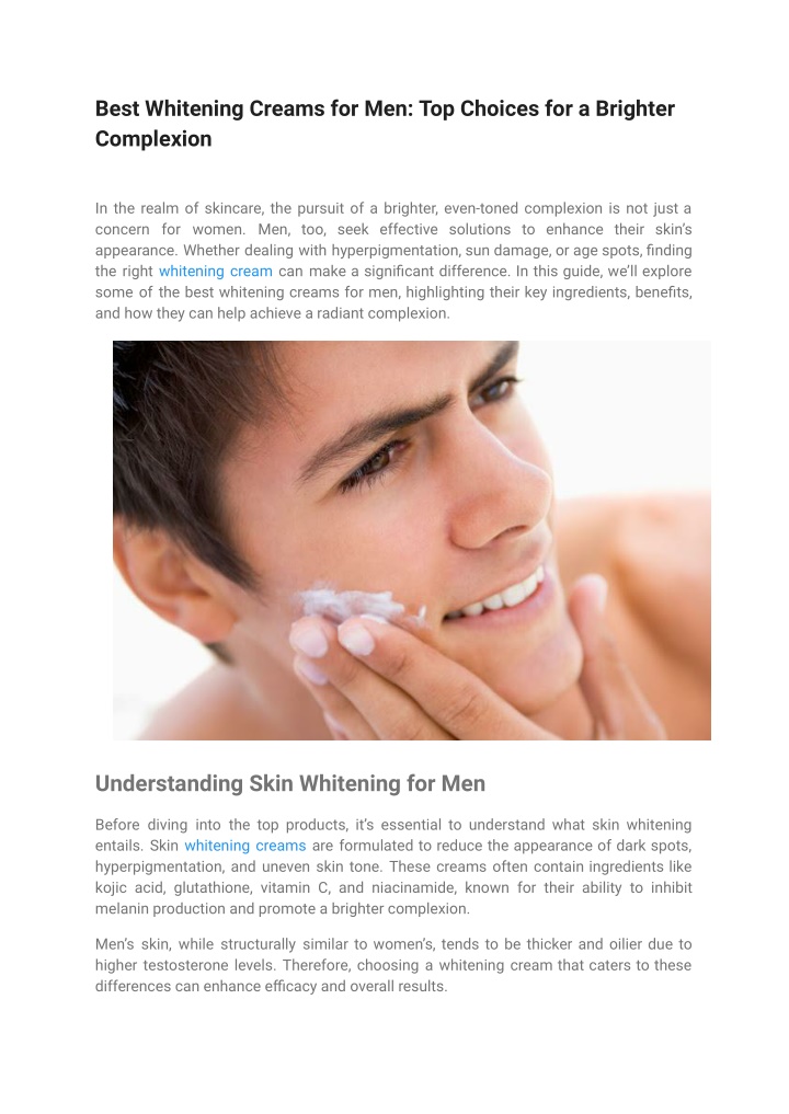 best whitening creams for men top choices n.w