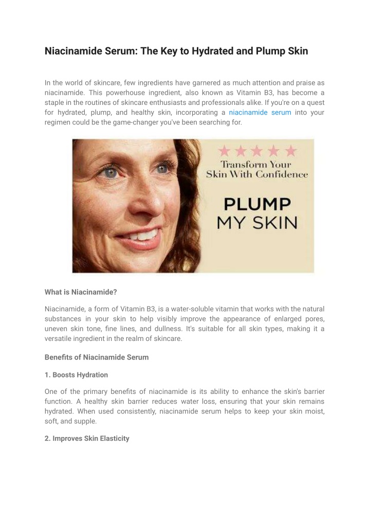 niacinamide serum the key to hydrated and plump n.w