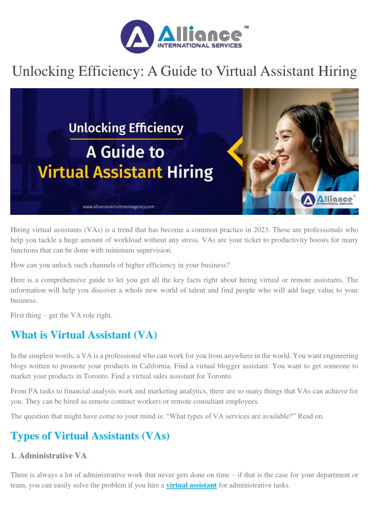 unlocking efficiency a guide to virtual assistant n.w