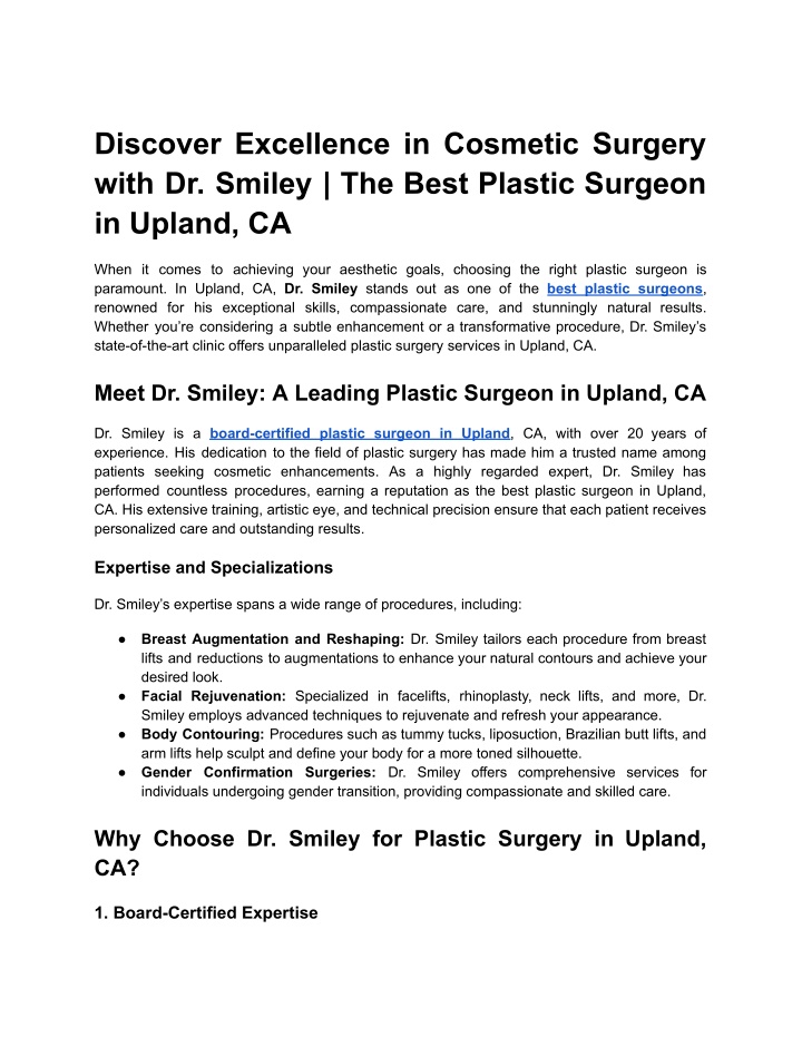 discover excellence in cosmetic surgery with n.w