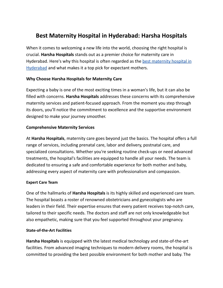best maternity hospital in hyderabad harsha n.w
