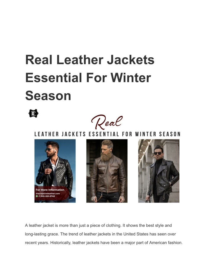real leather jackets essential for winter season n.w