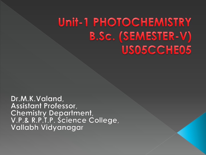 Photochemical Reactions in Chemistry