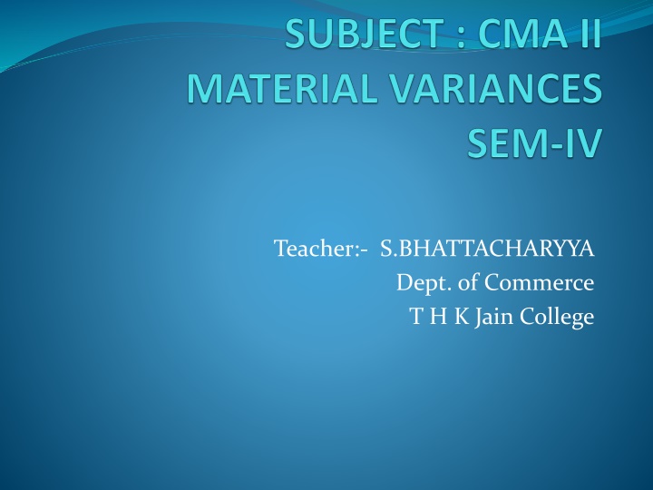 Material Cost Variances in Commerce