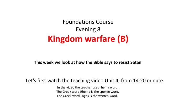 Spiritual Warfare and Victory through Jesus