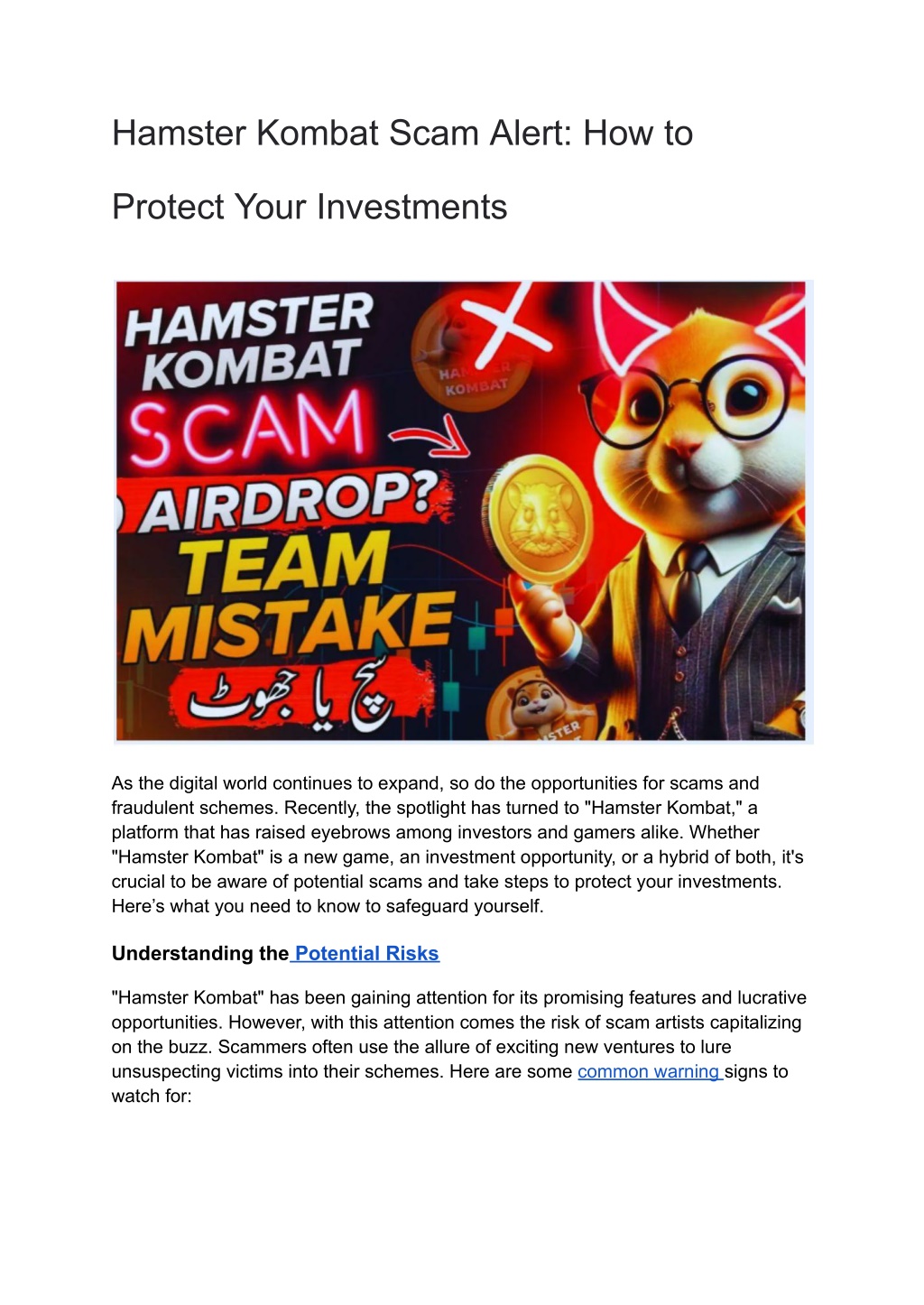 hamster kombat scam alert how to l.w