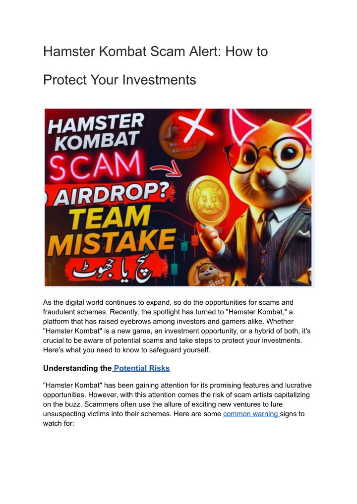 hamster kombat scam alert how to n.w