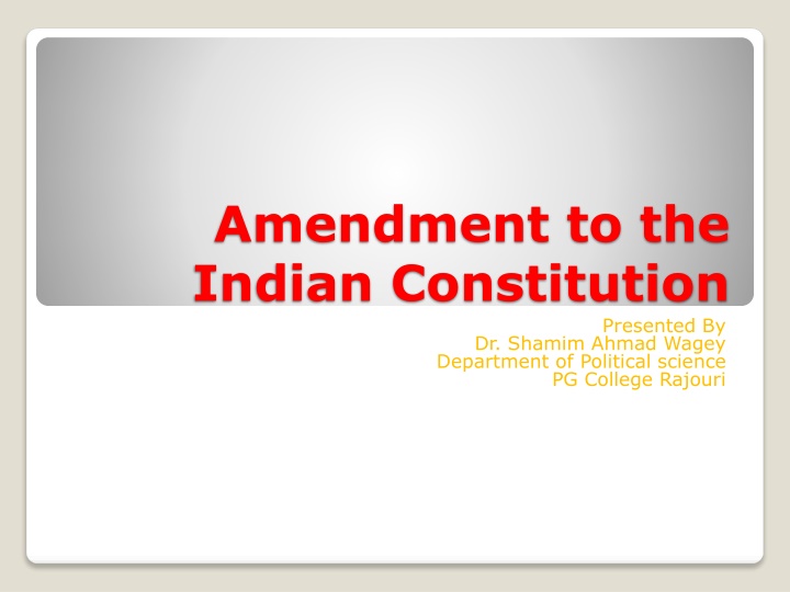 Amendment Process in the Indian Constitution: Overview and Procedure