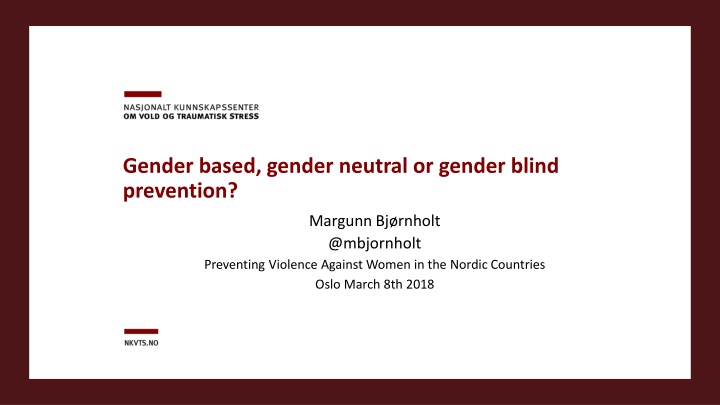 Gender-Based Violence Prevention and Gender Equality in the Nordic Context