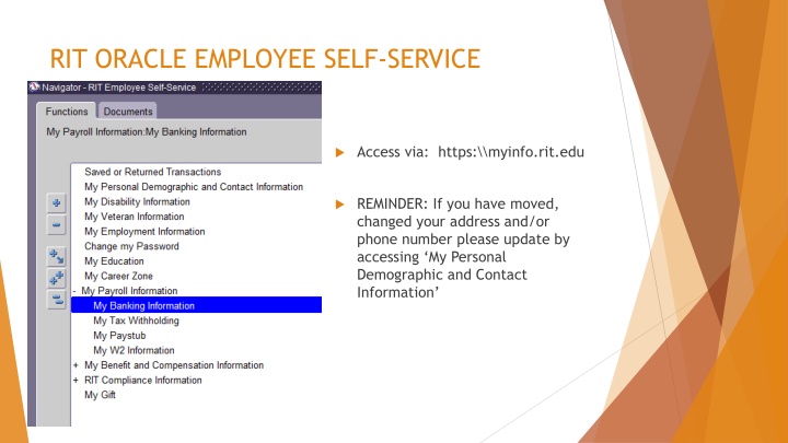 RIT Oracle Employee Self-Service Information