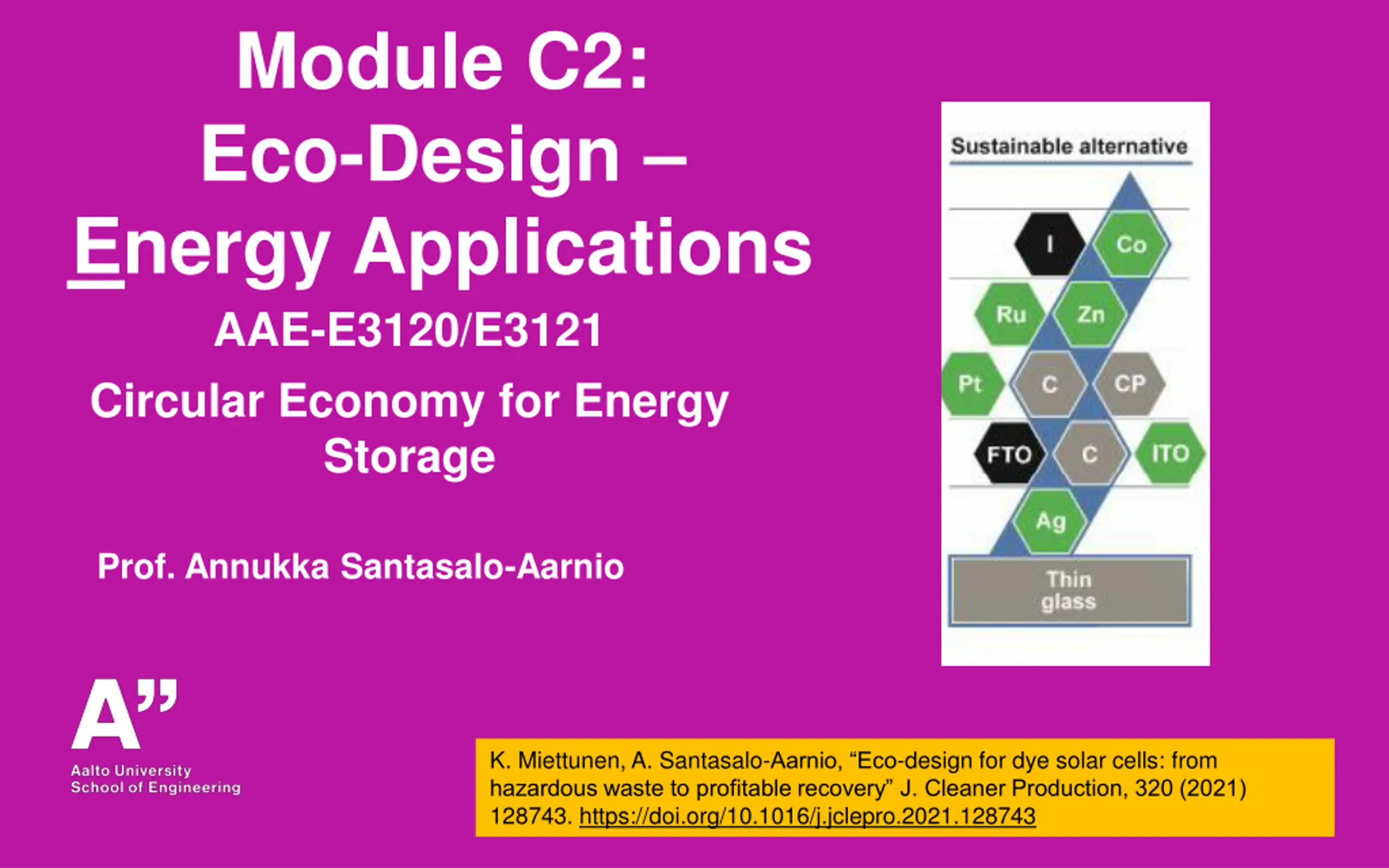 Module C2: Eco-Design – Energy Applications