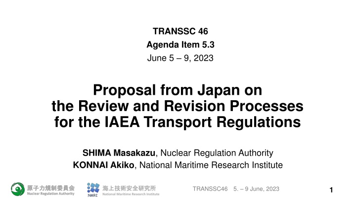 Review and Revision Processes for IAEA Transport Regulations Proposal