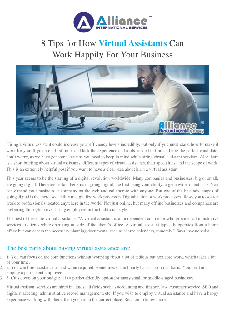 8 tips for how virtual assistants can work n.w
