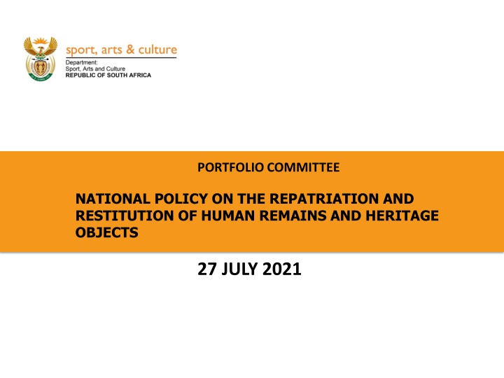 National Policy on Repatriation and Restitution of Human Remains and Heritage Objects