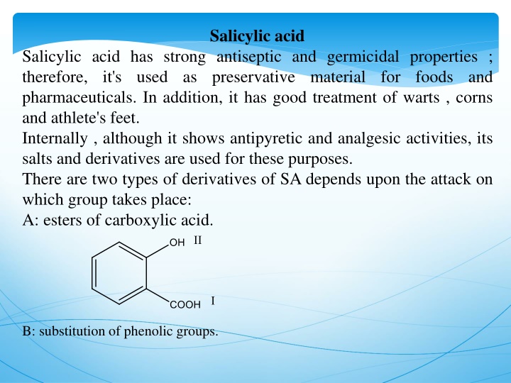 Overview of Salicylic Acid and its Derivatives