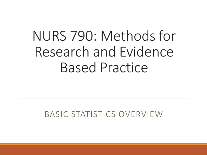 Basic Statistics in Research and Evidence-Based Practice