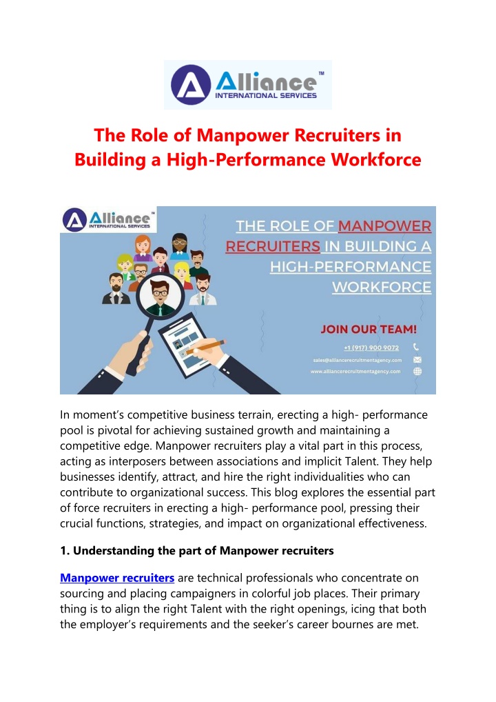 the role of manpower recruiters in building n.w