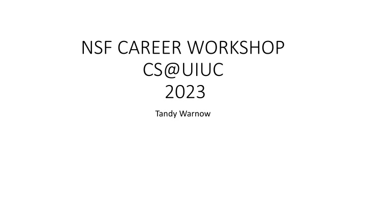 NSF Career Workshop 2023: Tips and Deadlines