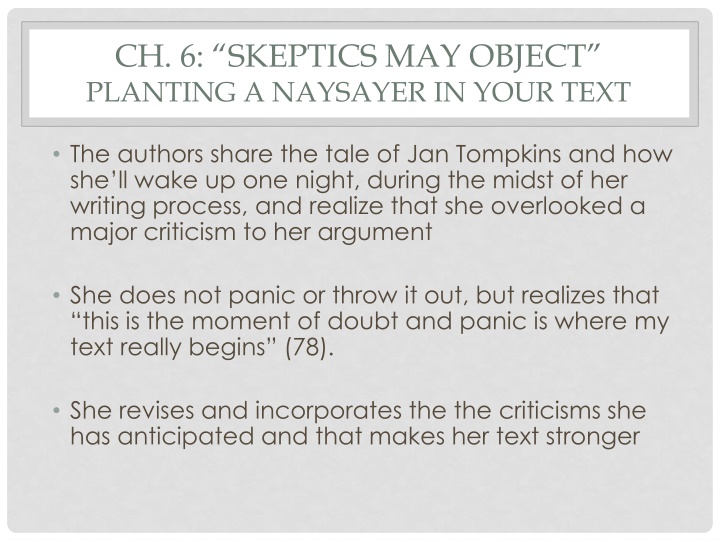 Embracing Criticism: Strengthening Your Text Through Anticipating Objections