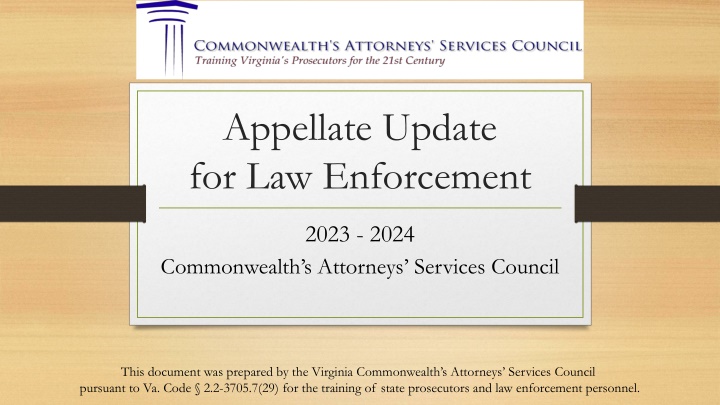 Appellate Update for Law Enforcement 2023-2024 Summary