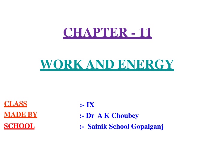 Work and Energy in Physics