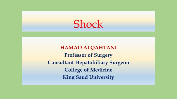 Shock: Etiology, Pathophysiology, Diagnosis, and Management Priorities