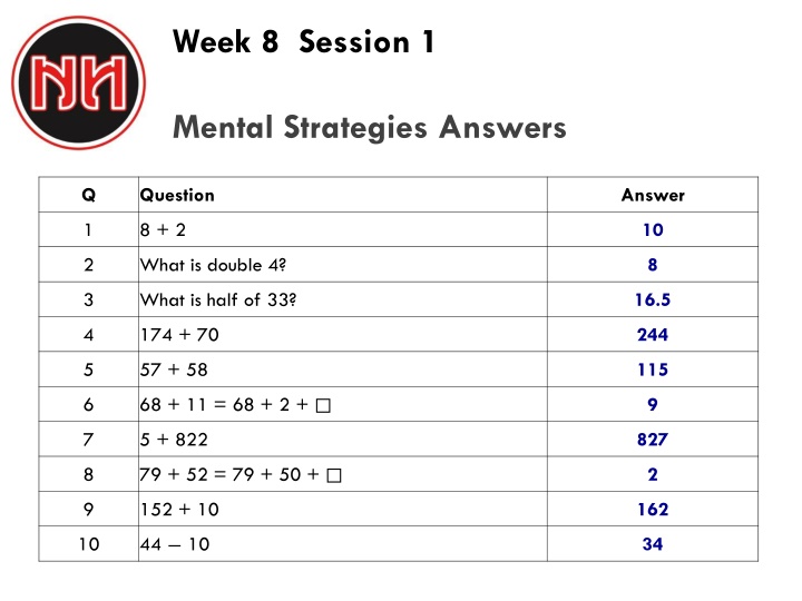 Math Sessions with Mental Strategies and Timestables