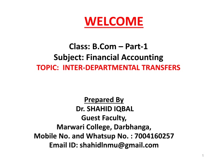 Managing Inter-Departmental Transfers in Financial Accounting
