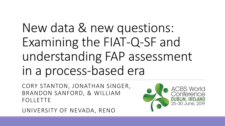 FIAT-Q-SF and FAP Assessment in Process-Based Therapy Era