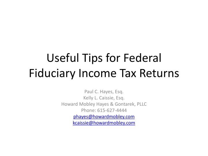 Federal Fiduciary Income Tax Returns Overview