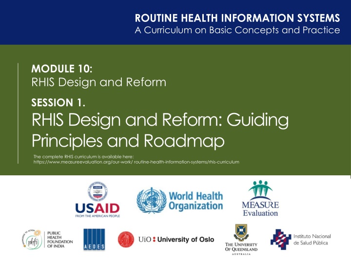 RHIS Design and Reform: Guiding Principles and Roadmap