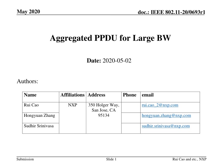 Enhancing Throughput with Aggregated PPDU for Large Bandwidth IEEE 802.11 Networks