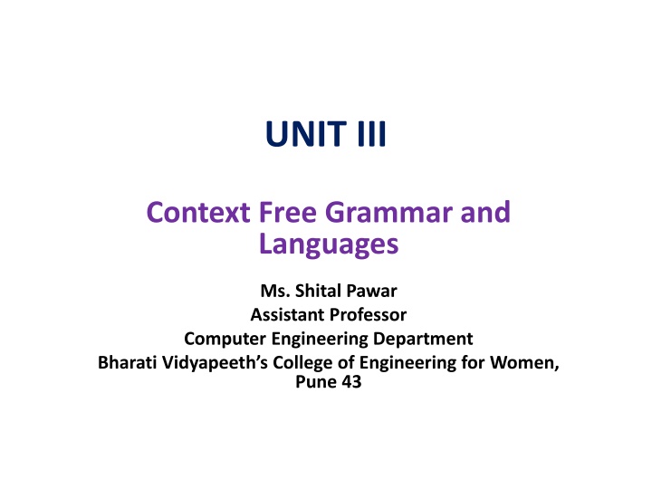 Context-Free Grammars: Examples and Construction